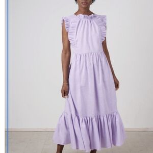 SEA New York Lilac Smocked Ruffle Maxi Dress XS